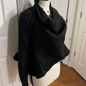 Asymmetrical soft leather jacket